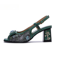 Socofy Emerald Blossom Sandals