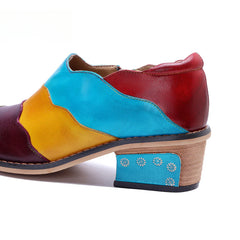 Handmade Genuine Leather Rub Color Color Comfort Casual Flat Shoes