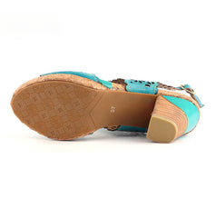 Socofy Vicconfy Open Toe Slingback Vintage Hollow Chunky Sandals