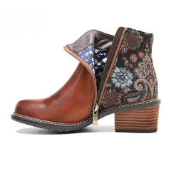 Socofy Autumn Bloom Leather Boots