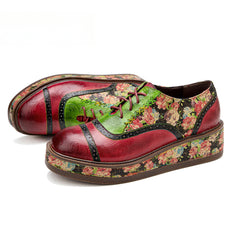 Socofy colour collision splicing lace-up thick bottom women's platform flat shoes