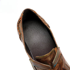 Socofy Vicconfy Genuine Leather Ethnic Brown High Heels