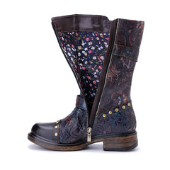 Socofy Winter Vintage Printed Platform Boots