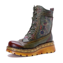 Socofy Winter Retro Printed Boots