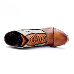 Socofy Vicconfy Retro Handmade Pachwork Fashionable Ankle Boots