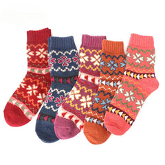 Socofy Vicconfy Thickened warm ethnic style retro wool socks