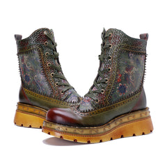Socofy Winter Retro Printed Boots