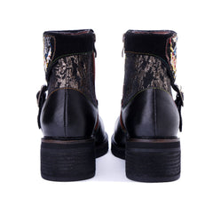 Socofy Handmade Leather Side Zipper Short Boots