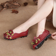 Socofy Top Grain Leather Women Shoes