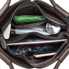 Socofy Retro Full Grain Leather Multi-function Shoulder Crossbody Handbag