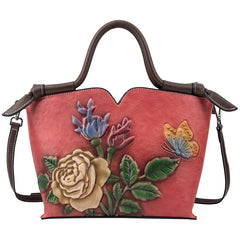 Socofy Retro Full Grain Leather Multi-function Shoulder Crossbody Handbag
