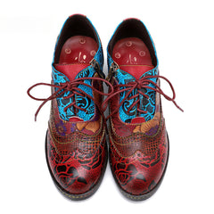 Socofy retro printing patchwork ethnic style women's high heels