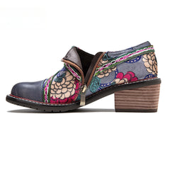 Socofy Leather Patchwork Vintage Graffiti Oxfords Brogues