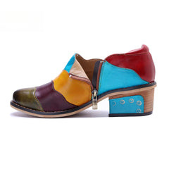 Handmade Genuine Leather Rub Color Color Comfort Casual Flat Shoes