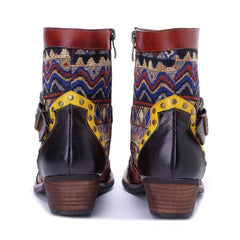 Socofy Handmade Leather Side Zip Boots