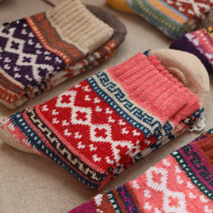 Socofy Vicconfy Thickened warm ethnic style retro wool socks
