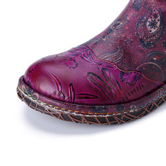 Socofy Winter Vintage Lace Floral Boots