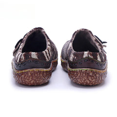 Socofy Vicconfy Genuine Leather Pony Hair Cubic Flower Retro Comfort Loafers