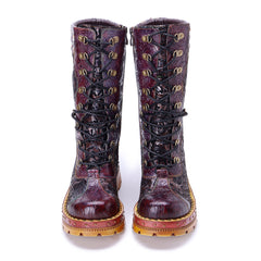 Socofy Winter Vintage Cutout Pattern Boots