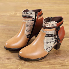 Socofy Low-top cowhide leather round-toe fashion women's shoes with drawstring design