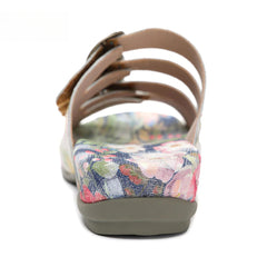 Socofy Vicconfy Summer Floral Leather Slippers