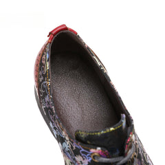 Socofy Ethnic style flower retro cowhide casual women's shoes