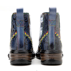 Socofy Vicconfy Genuine Leather Bohemian Women's Martin Boots Ethnic Vintage Short Boots