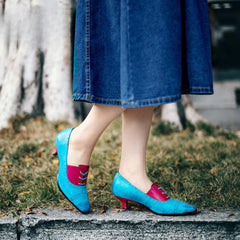 Socofy summer genuine leather retro colour women's low heels