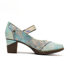 Socofy Vicconfy Retro genuine Leather Women's Mary Jane Heel
