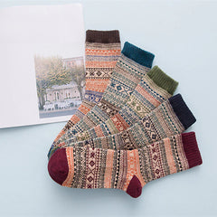 Socofy Vicconfy Winter Vintage Thickened Warm Ethnic Wool Socks