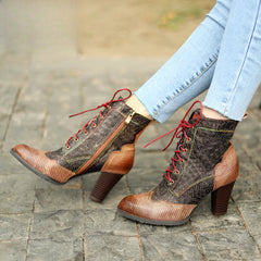 Socofy Vicconfy Vintage Western Cowboy Style Stiletto Heels Heel Women's Boots