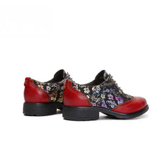 Socofy Ethnic style flower retro cowhide casual women's shoes