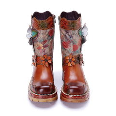 Socofy Winter Vintage Ethnic Floral Boots