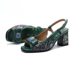 Socofy Emerald Blossom Sandals
