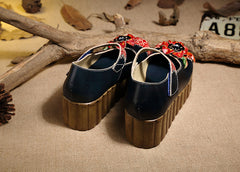 Socofy Summer Printed Platform Mary Jane Shoes