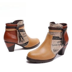 Socofy Low-top cowhide leather round-toe fashion women's shoes with drawstring design