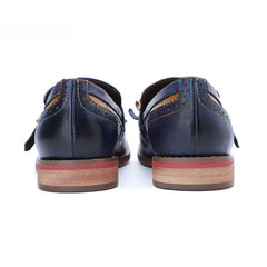 Socofy Genuine Leather Women's Retro Colorblocking Tassel Flat Comfort Loafers