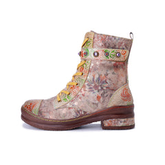 Socofy Winter Vintage Printed Martin Boots