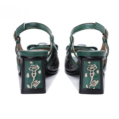 Socofy Emerald Blossom Sandals