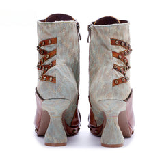 Socofy Vicconfy Retro Handmade Pachwork Fashionable Ankle Boots