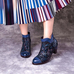 Socofy Winter blue heightening viscose low round toe warm women's boots