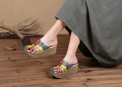 Socofy Summer Ethnic Floral Slippers