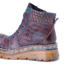 Socofy Winter Vintage Snake Print Short Boots