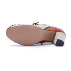 Socofy Genuine Leather Retro Fashion Lace Up Heels pumps