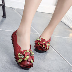 Socofy Top Grain Leather Women Shoes