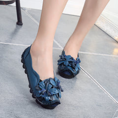 Socofy Top Grain Leather Women Shoes