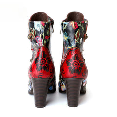 Socofy Vicconfy Pointed Toe Leather Vintage Tall Women's Boots