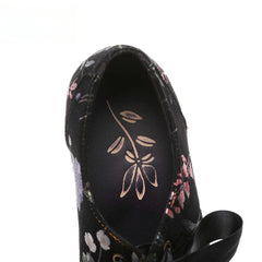 Socofy Flower Antique Style High Heel Round Toe Women's Shoes