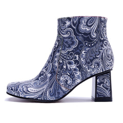 Socofy Fall Vintage Handmade Leather Side Zipper Boots