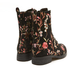 Socofy Autumn and winter warm and wear-resistant mid-calf round-toe cowhide leather fashion boots